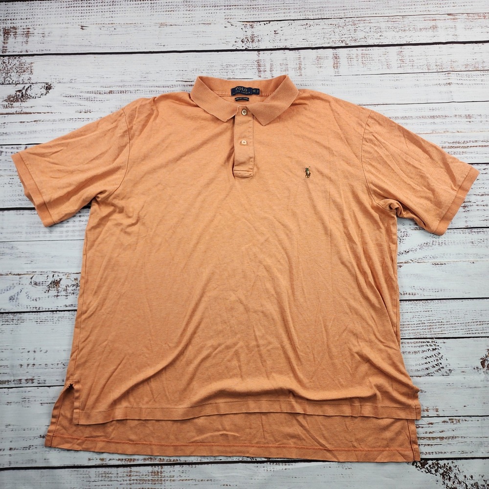 Polo Ralph Lauren Pima Soft Touch Polo Mens 2XLT Tall Orange Pima Cotton Pony